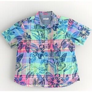 Tommy Bahama Men's Bright Hawaiian Print Short Sleeve Shirt Cotton Sz X-Lrg ECU